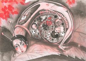Con la casa a cuestas t_131 Tinta china sobre papel de acuarela 31 x 23 cm 2015 itzi hernando