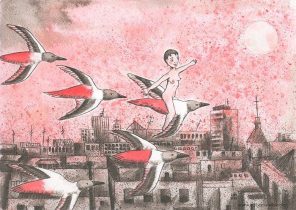 Migrando t_140 Tinta china sobre papel de acuarela 31 x 23 cm 2015 itzi hernando